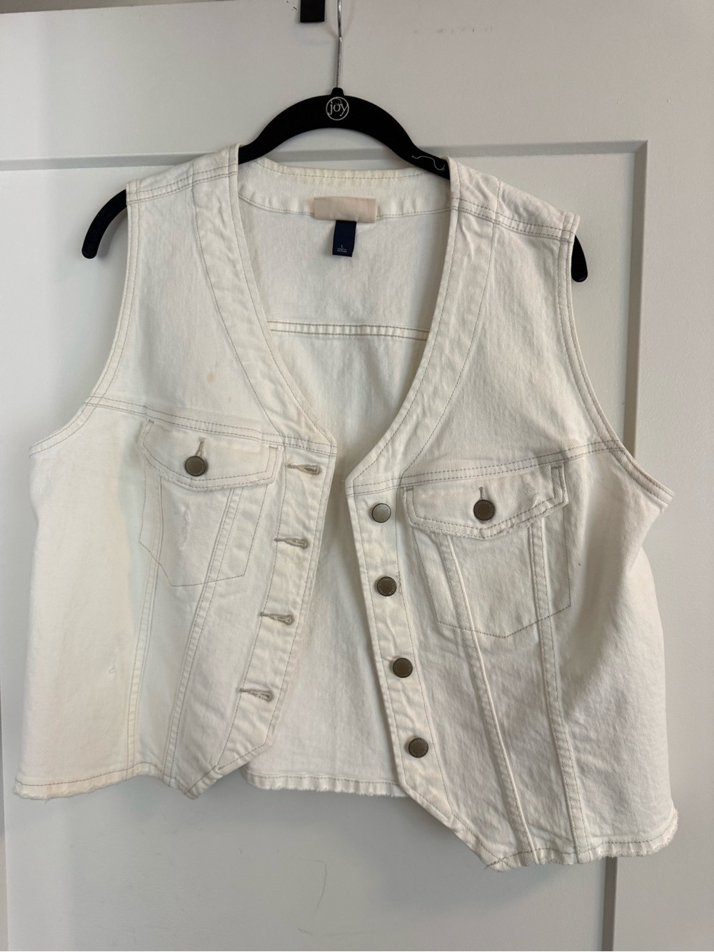 Universal Thread Cream Denim Vest with Button Front